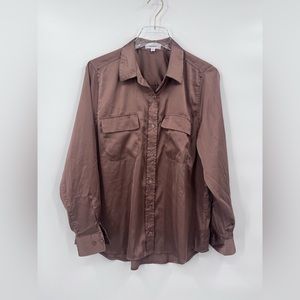 Equipment Women's Classic‎ Signature Doeskin Silk Satin Button Down Shirt M